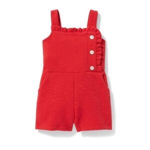 Janie And Jack Embossed Ruffle Romper Red Baby Girl Size 3-6 Months